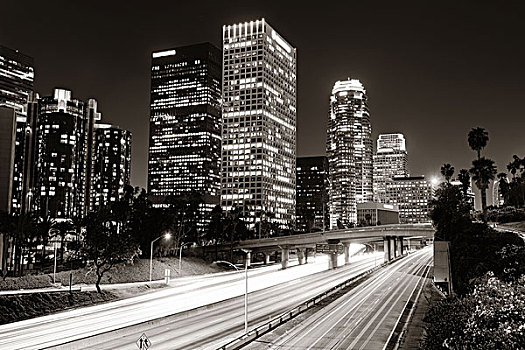 洛杉矶,市区,夜晚,城市,建筑,光影