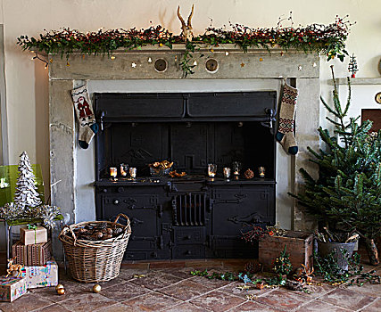 壁炉,装饰,圣诞节