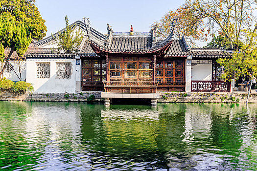 南京总统府景区内园林亭台水榭景观