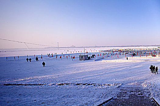 松花江,冰雪,冬,城市,景观,黑龙江,哈尔滨