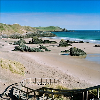 沙滩,苏格兰,蓝天,四月,1999年,扫瞄
