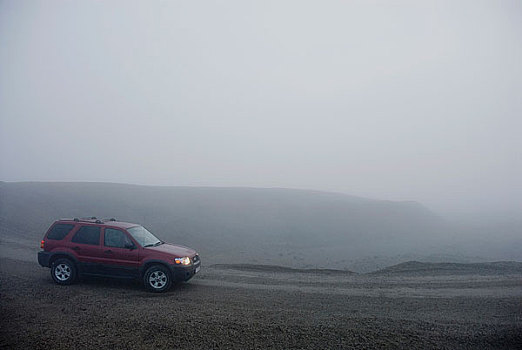 汽车,驾驶,雾状,山路,冰岛