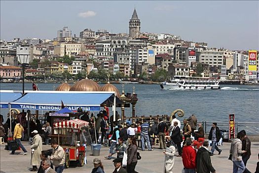 餐馆,餐食,给,鱼,桥,金角湾,伊斯坦布尔,土耳其
