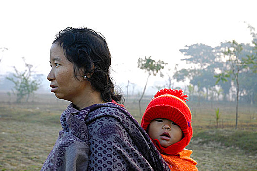 部族,孩子,孟加拉,十二月,2005年