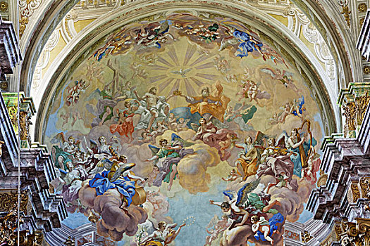 壁画,教区教堂,区域,上奥地利州,奥地利,欧洲