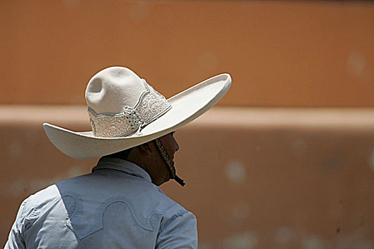 男人,服饰,象征,墨西哥,牛仔,思考,一个,帽子,靴子,地点,马,文化,墨西哥人,许多,背影