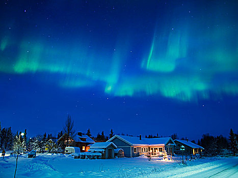 北极光,空中,夜晚,瑞典