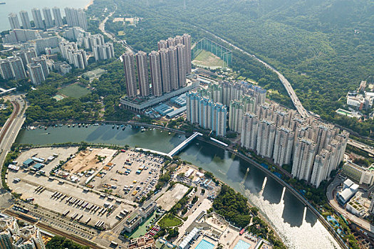 俯视,香港,住宅区
