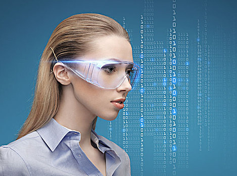 未来,科技,商务,教育,人,概念,职业女性,虚拟,眼镜