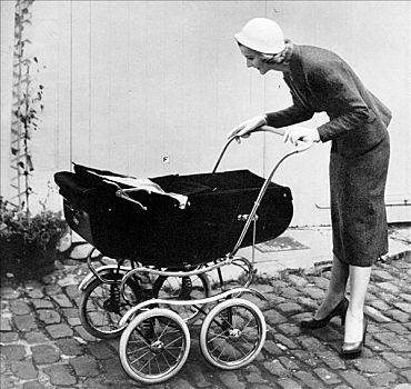 女人,凝视,婴儿车,20世纪50年代
