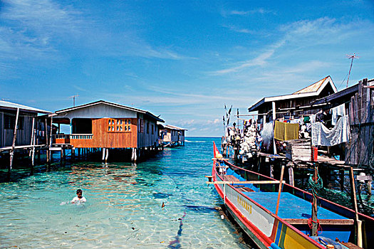 靠近,海滩小屋,麻布岛,马来西亚