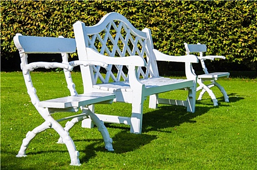白色,木制长椅,椅子,乡村,英国,公园
