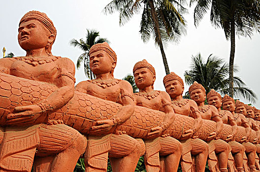 庙宇,监护人,雕塑,柬埔寨,亚洲