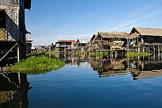 乡村,房子,茵莱湖,缅甸