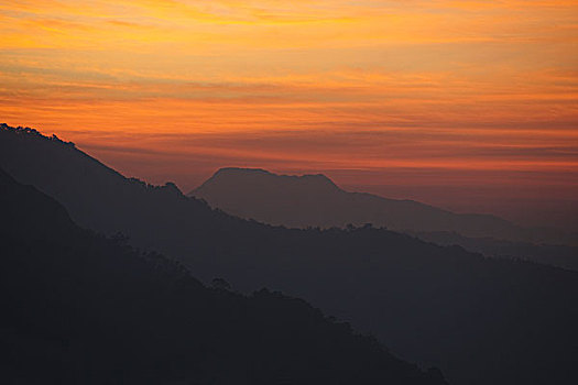 山峦,黄昏,喀拉拉,印度