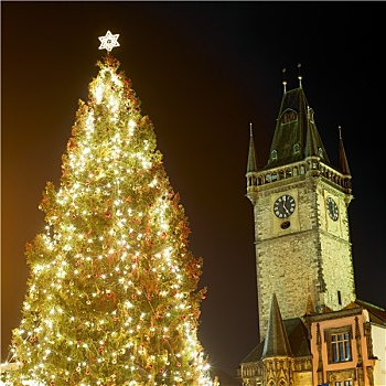 老城广场,圣诞时节,布拉格,捷克共和国