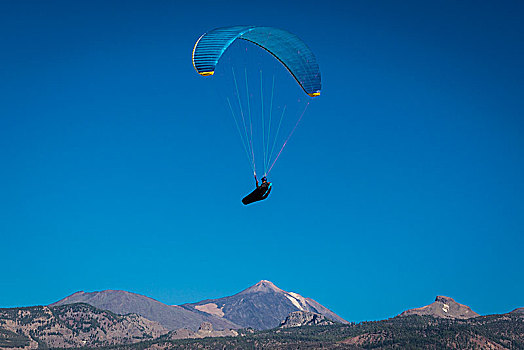 滑翔伞,俯视,火山地貌,正面,航拍,特内里费岛,西海岸,西班牙,欧洲