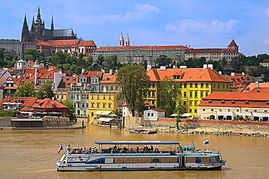 布拉格城堡,城镇,伏尔塔瓦河,布拉格,捷克共和国