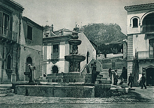 公用,喷泉,陶尔米纳,西西里,意大利,艺术家