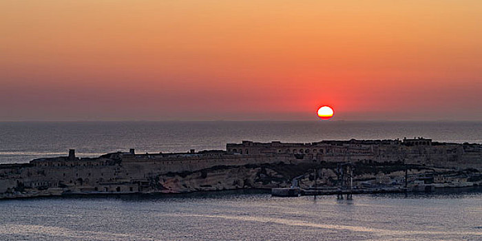 日出,高处,格兰德港,瓦莱塔市,马耳他