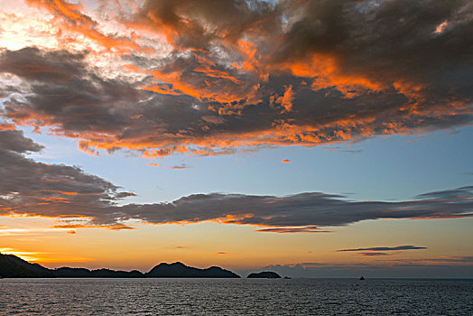 日落,海滩,泰国,苏梅岛