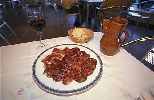 火腿,香肠,盘子,餐饮,特色食品,韦尔瓦,安达卢西亚,西班牙