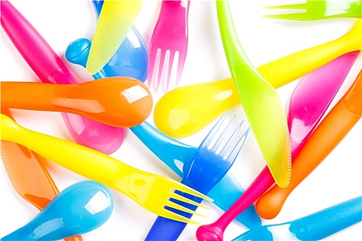 彩色,塑料制品,餐具