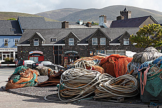 绳索,渔港,凯瑞郡,爱尔兰,英国,欧洲