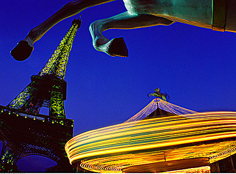 旋转木马,埃菲尔铁塔,巴黎,法国