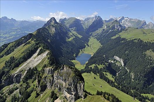 山,方向,湖,阿彭策尔,瑞士,欧洲
