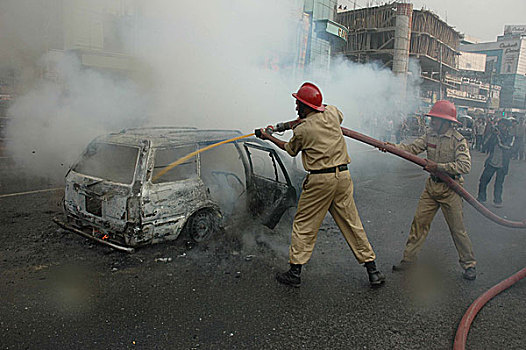 孟加拉,消防员,灭火,火灾,未知,人,运输,达卡,协作,太阳,白天,十二月,2006年,聚会