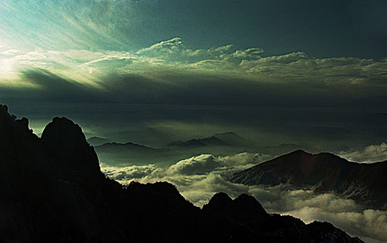 安徽,黄山,全景,宽幅,云海,雪景,日出,日落,雾淞,全山