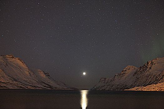 月亮,上方,特罗姆瑟,挪威