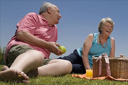 老年,夫妻,野餐
