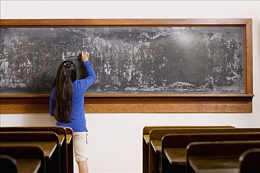 女生,文字,黑板,教室