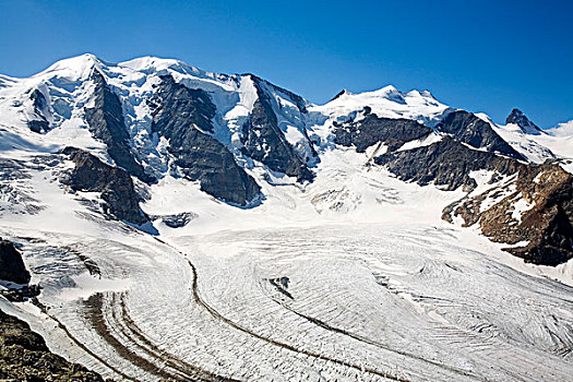 风景,冰河,山,恩格达恩,山谷,瑞士,欧洲