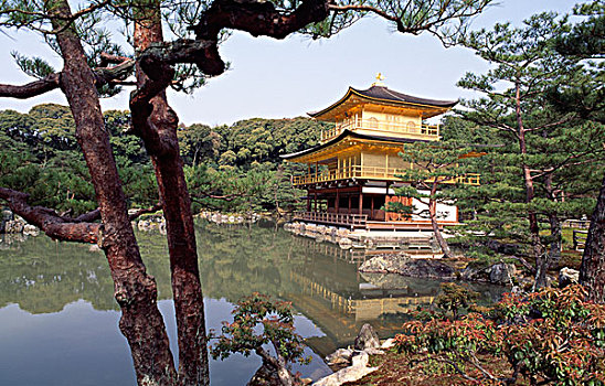 庙宇,湖岸,京都,本州,日本