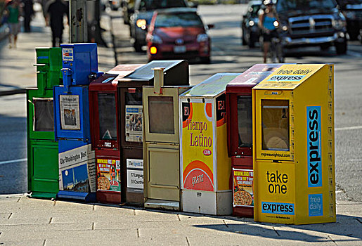 彩色,报纸,盒子,侧面,道路,华盛顿特区,美国