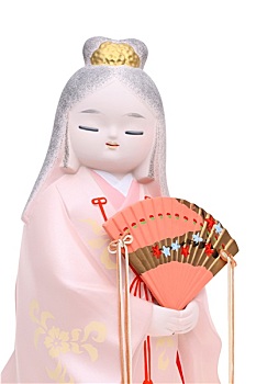 传统,日本人,娃娃,隔绝,白色背景,背景