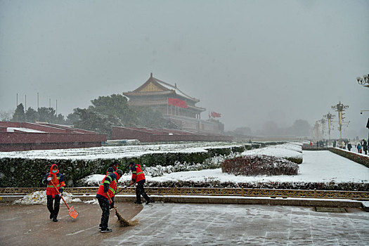 扫雪,环卫工人