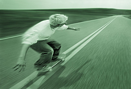 青少年,滑板,道路