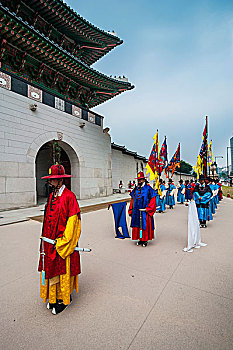 仪式,换岗,景福宫,首尔,韩国