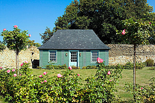 玫瑰园,房子,城堡,18世纪,布列塔尼半岛,法国