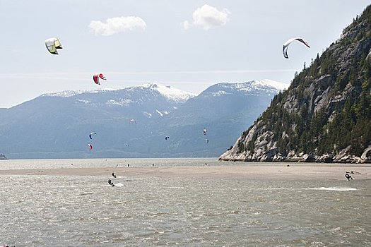 人,风筝冲浪,不列颠哥伦比亚省,加拿大