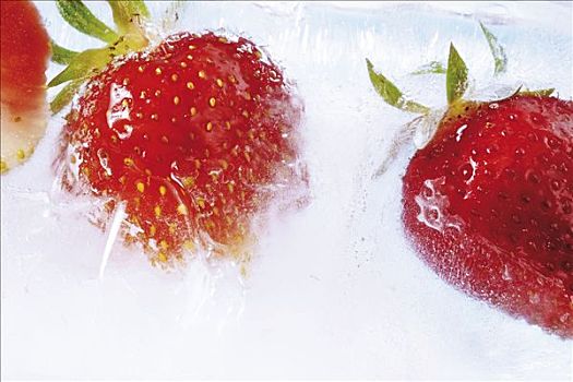 冰冻,草莓,草莓属,冰块