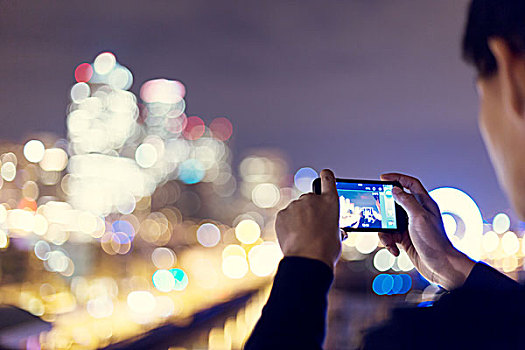 智能手机,城市,夜景,西雅图