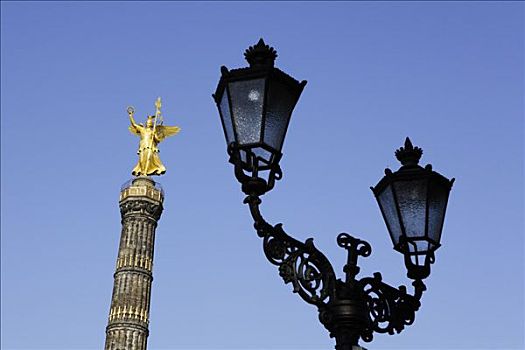 街道,灯笼,雕塑,维多利亚,胜利,柱子,柏林,德国,欧洲