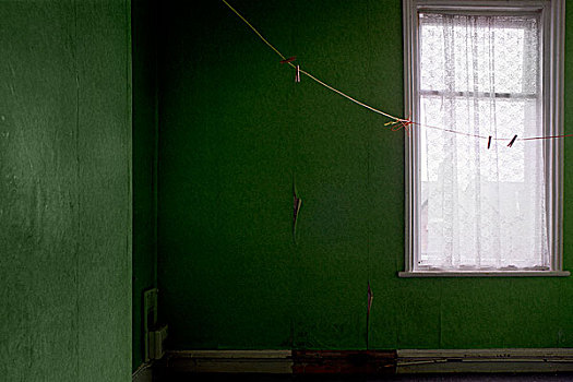 暗色,房间,绿色,壁纸,橙色,洗,线条