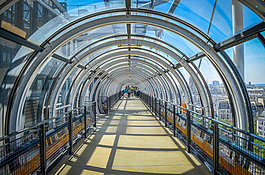 玻璃,隧道,蓬皮杜中心,巴黎,法国