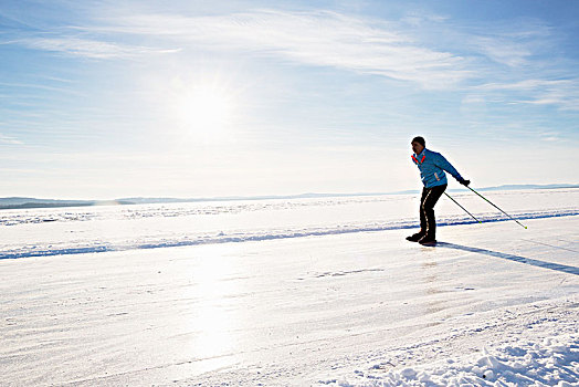 长,远景,滑冰,冰